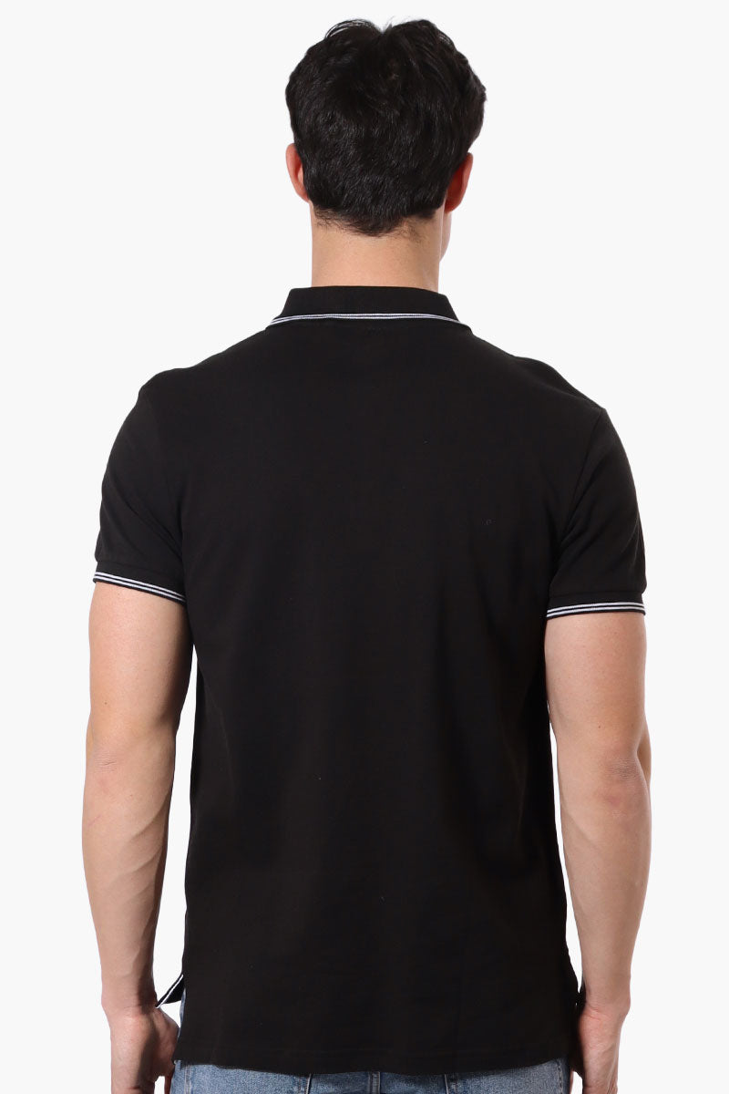 Canada Weather Gear Knit Striped Detail Polo Shirt - Black - Mens Polo Shirts - Canada Weather Gear