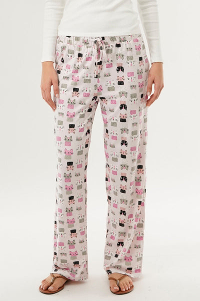 Canada Weather Gear Cat Print Wide Let Pajama Pants - Blush - Womens Pajamas - Canada Weather Gear