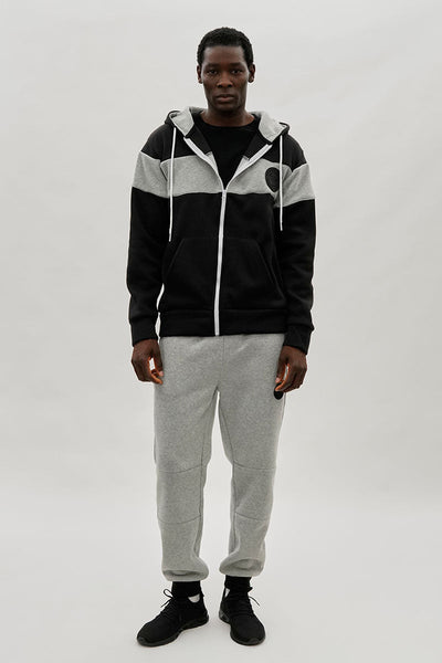 Super Triple Goose Colour Block Zip Up Hoodie - Black