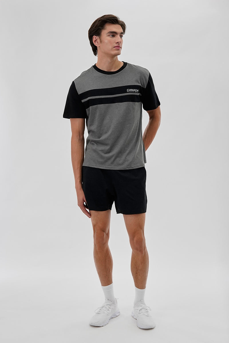 Canada Weather Gear Striped Colour Block Tee - Grey - Mens Tees & Tank Tops - Canada Weather Gear