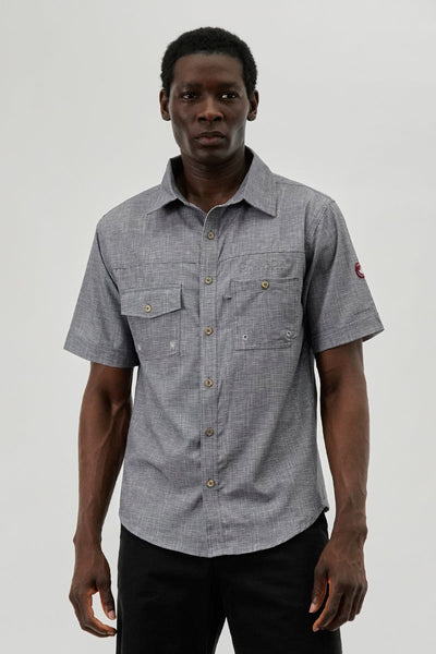 Canada Weather Gear Short Sleeve Button Up Casual Shirt - Grey - Mens Casual Shirts - International Clothiers