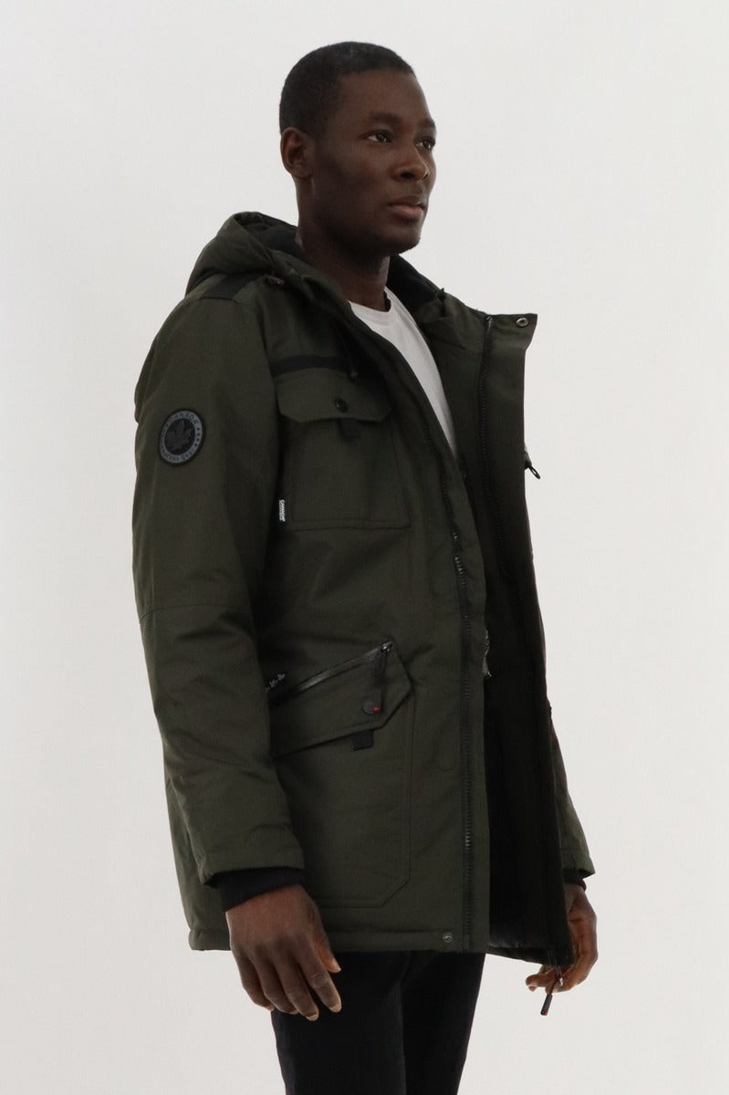 Canada Weather Gear Multi Pocket Parka Jacket - Green - Mens Parka Jackets - Canada Weather Gear