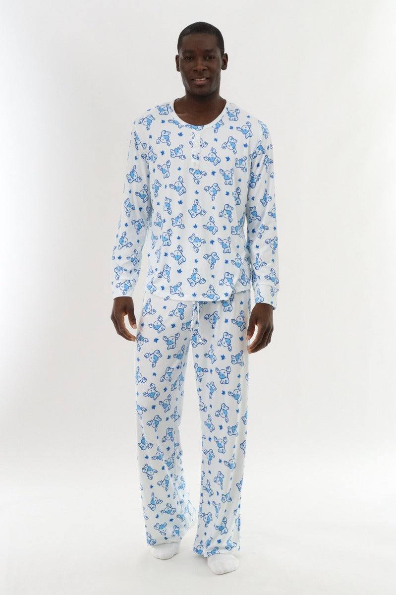 Canada Weather Gear Long Sleeve Holiday Pajama Top - White - Mens Pajamas - Canada Weather Gear