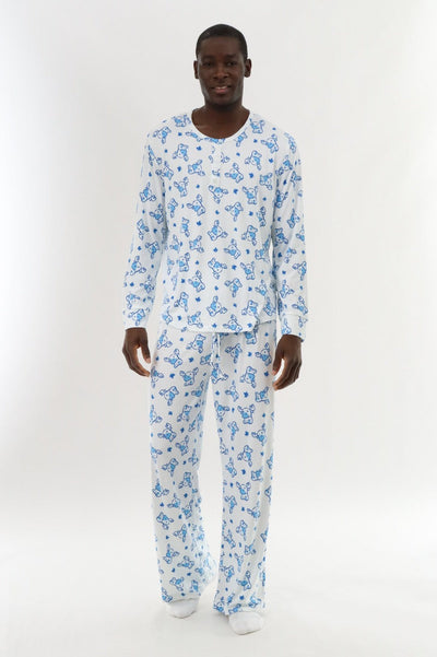 Canada Weather Gear Long Sleeve Holiday Pajama Top - White - Mens Pajamas - Canada Weather Gear