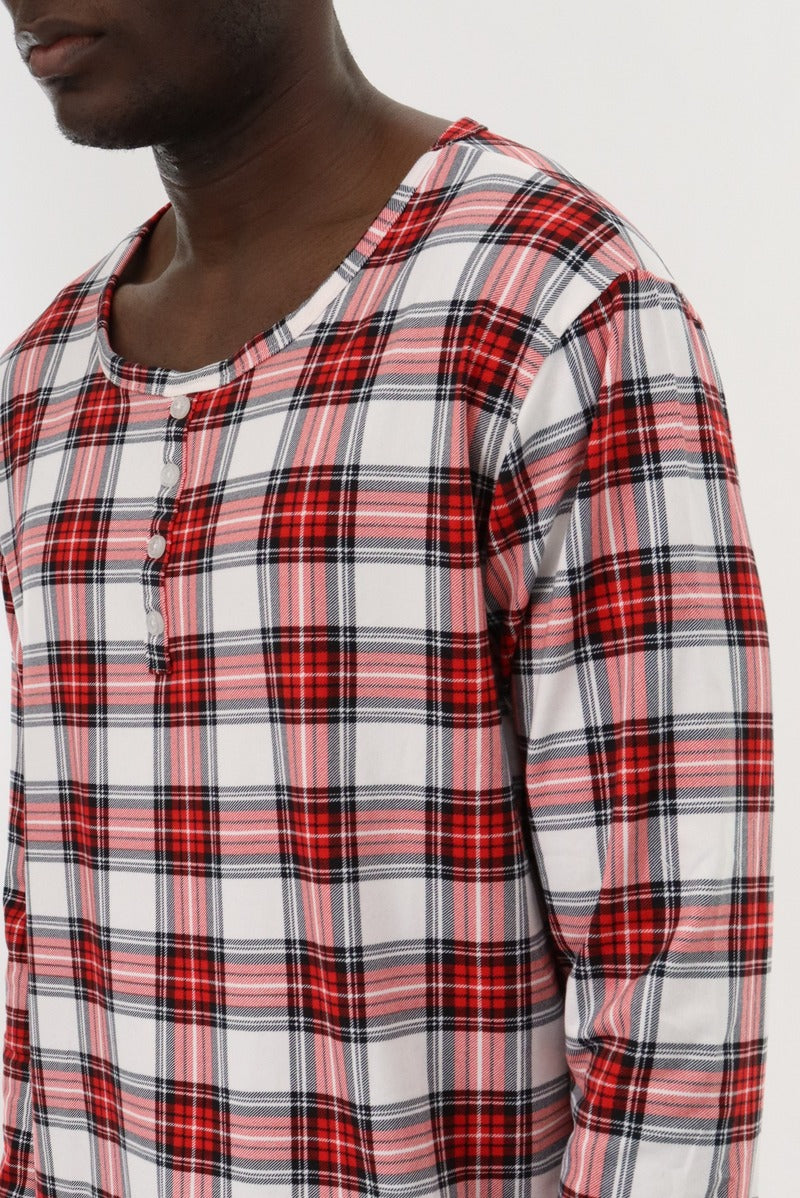 Canada Weather Gear Long Sleeve Printed Pajama Top - Red - Mens Pajamas - Canada Weather Gear