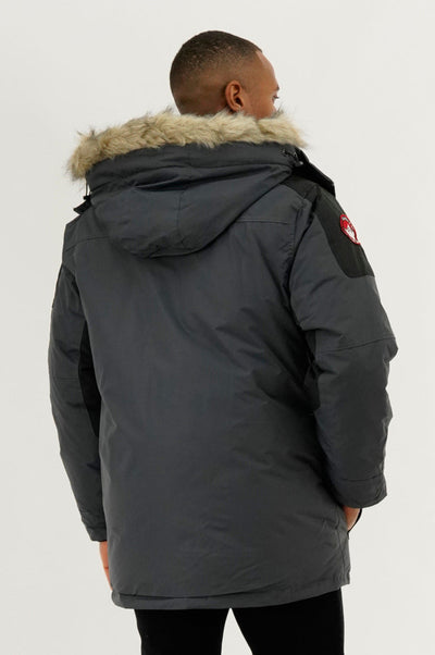 Canada Weather Gear Faux Fur Lined Arctic Parka Jacket - Grey - Mens Parka Jackets - Canada Weather Gear