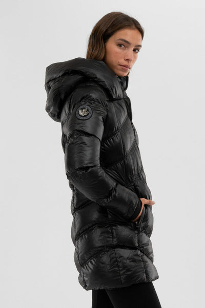 Canada Weather Gear Chevron Quilted Parka Jacket - Black