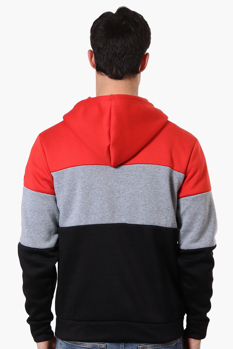 Canada Weather Gear 1/2 Zip Colour Block Hoodie - Red - Mens Hoodies & Sweatshirts - Canada Weather Gear