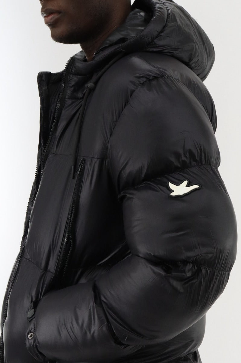 Super Triple Goose Shiny Puffer Parka Jacket - Black - Mens Parka Jackets - Canada Weather Gear