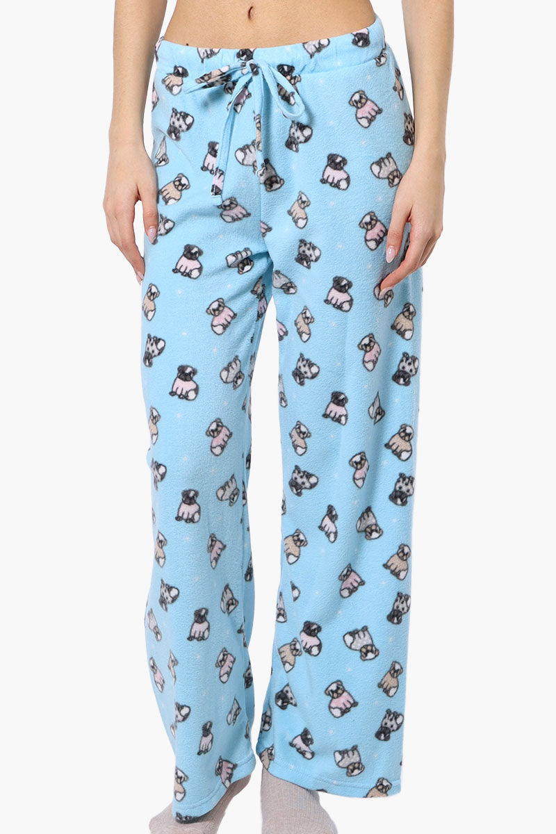 Canada Weather Gear Pug Pattern Wide Leg Pajama Bottoms - Blue - Womens Pajamas - Canada Weather Gear