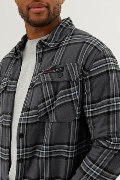 Canada Weather Gear Plaid Plush Lined Lightweight Jacket - Grey - Mens Lightweight Jackets - Canada Weather Gear