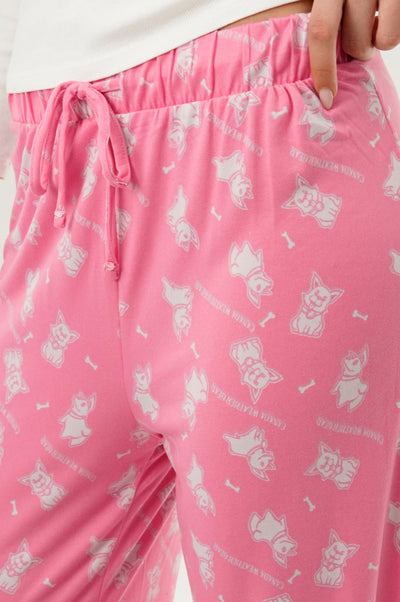 Canada Weather Gear Dog Print Wide Let Pajama Pants - Pink - Womens Pajamas - Canada Weather Gear