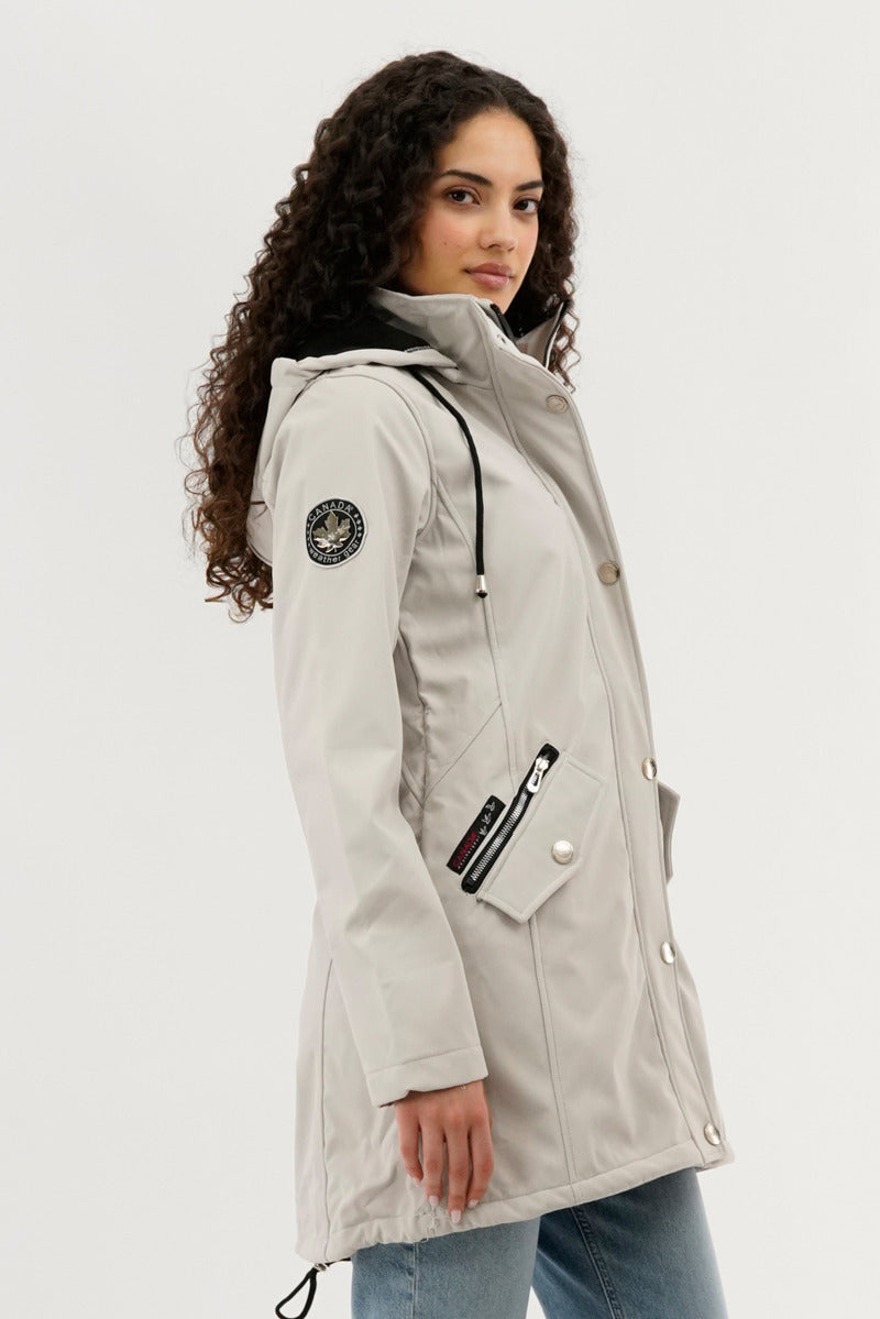 Canada Weather Gear Soft Shell Lightweight Jacket - Cream - Womens Lightweight Jackets - Canada Weather Gear