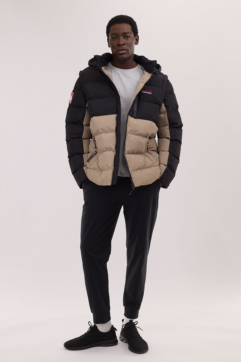 Canada Weather Gear Colour Block Zip Off Sleeve Bomber Jacket - Beige