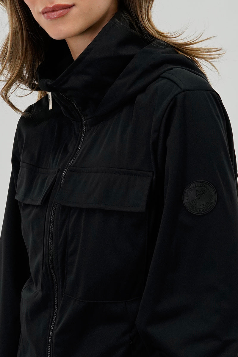 Canada Weather Gear Hooded Utility Lightweight Jacket - Black - Womens Lightweight Jackets - Canada Weather Gear