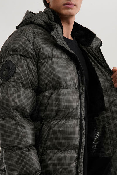 Canada Weather Gear Grid Pattern Puffer Parka Jacket - Green