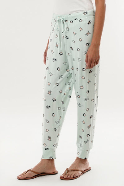 Canada Weather Gear Coffee Print Tie Waist Pajama Pants - Mint - Womens Pajamas - Canada Weather Gear