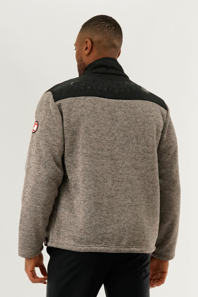 Canada Weather Gear Sherpa Lined Fleece Lightweight Jacket - Taupe - Mens Lightweight Jackets - Canada Weather Gear