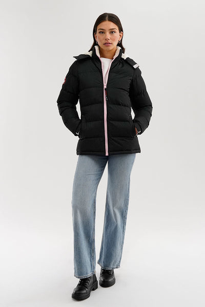 Canada Weather Gear Sherpa Lined Collar Bomber Jacket - Black - Womens Bomber Jackets - Canada Weather Gear