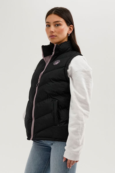 Canada Weather Gear Chevron Puffer Vest - Black - Womens Vests - Canada Weather Gear