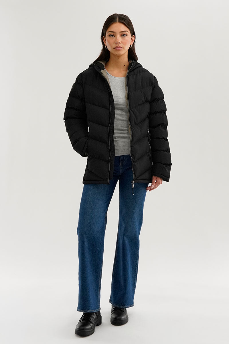 Canada Weather Gear Chevron Quilted Bomber Jacket - Black - Womens Bomber Jackets - Canada Weather Gear