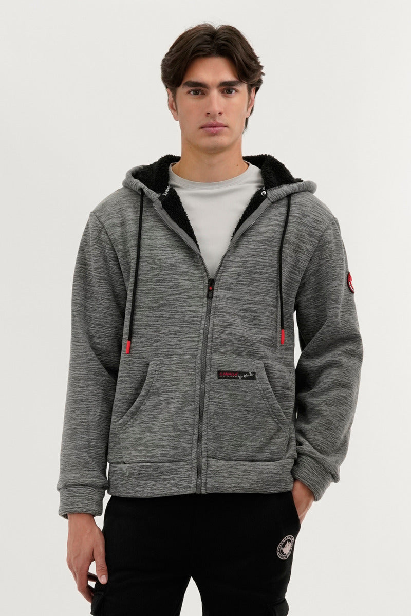Canada Weather Gear Sherpa Lined Lightweight Jacket - Grey - Mens Lightweight Jackets - Canada Weather Gear