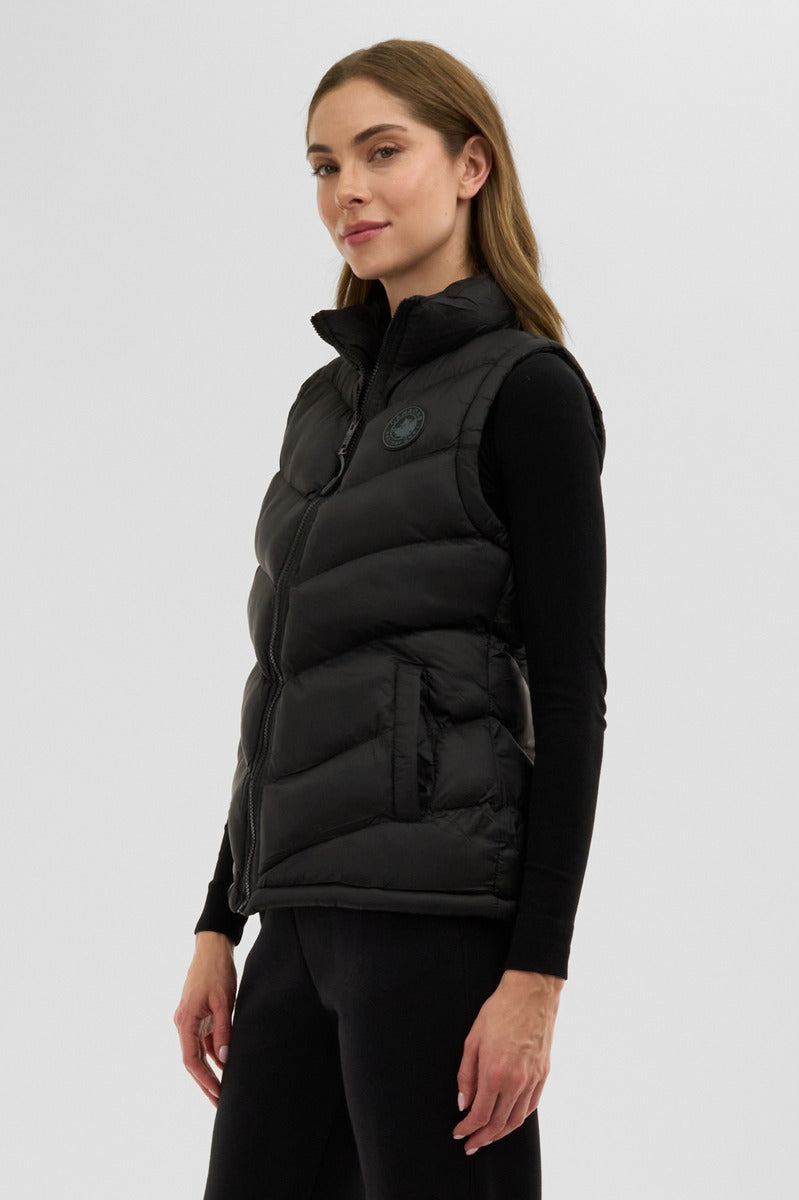 Canada Weather Gear Chevron Puffer Vest - Black - Womens Vests - Canada Weather Gear