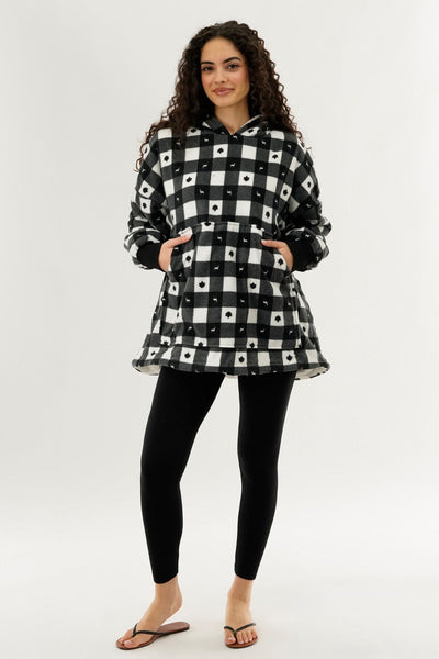 Canada Weather Gear Plaid Oversided Hooded Pajama Top - Black - Womens Pajamas - Canada Weather Gear