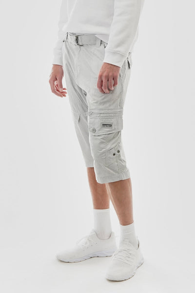 Essentials Super Triple Goose Grid Pattern Belted Cargo Shorts - Stone - Mens Shorts & Capris - Canada Weather Gear