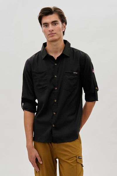 Canada Weather Gear Utility Ripstop Casual Shirt - Black - Mens Casual Shirts - Canada Weather Gear