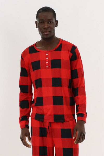 Canada Weather Gear Long Sleeve Printed Pajama Top - Red - Mens Pajamas - Canada Weather Gear