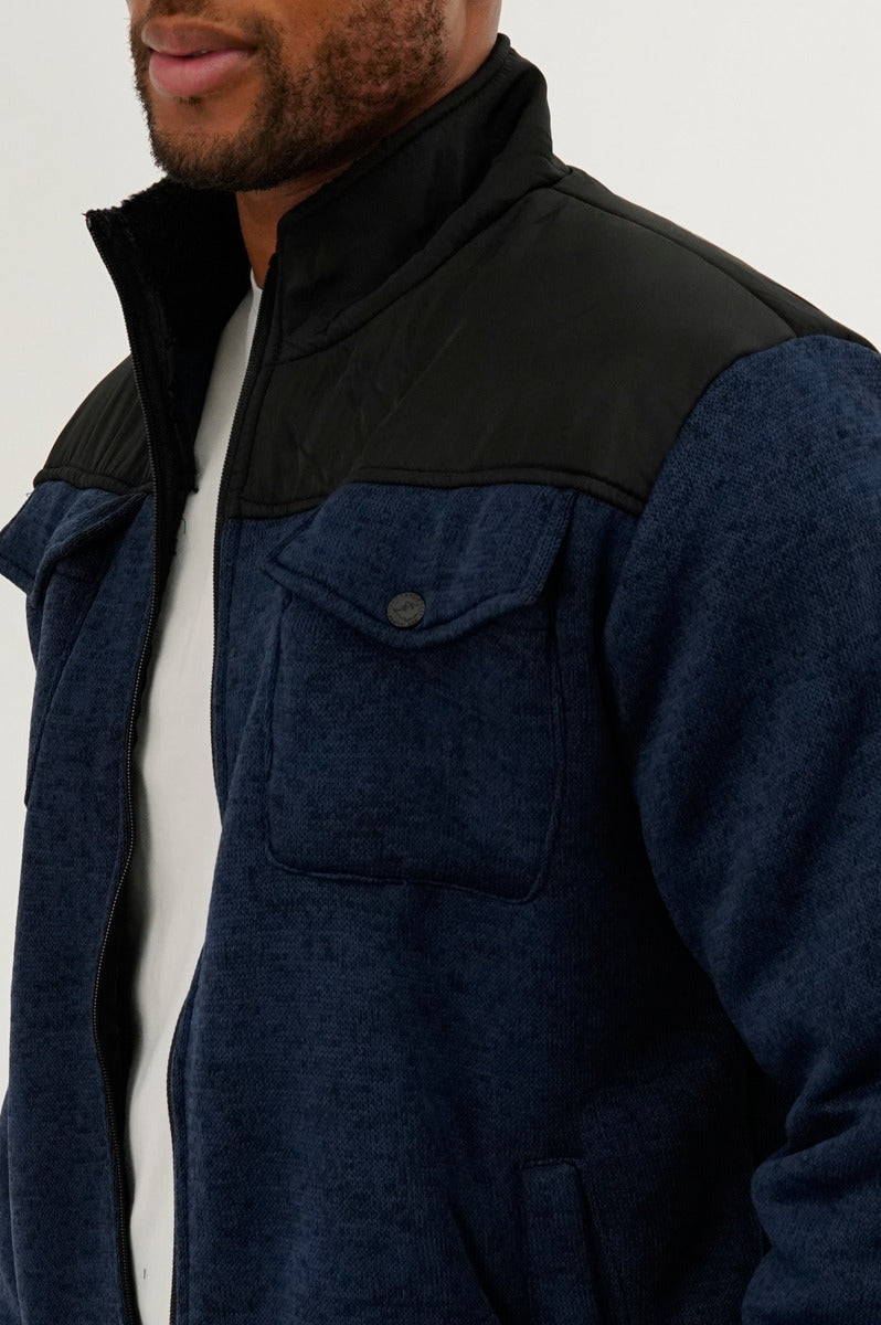 Canada Weather Gear Sherpa Lined Fleece Lightweight Jacket - Navy - Mens Lightweight Jackets - Canada Weather Gear