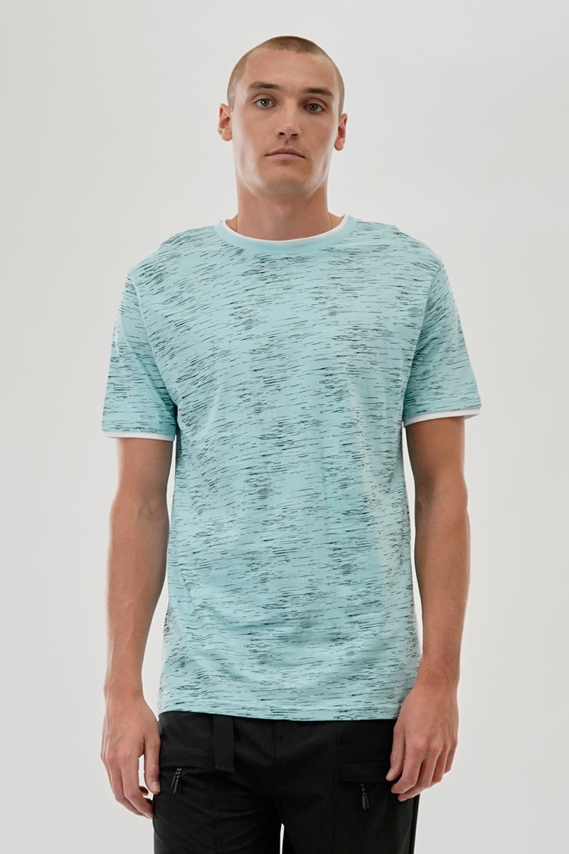 Canada Weather Gear Vintage Patterned Crewneck Tee - Aqua - Mens Tees & Tank Tops - Canada Weather Gear