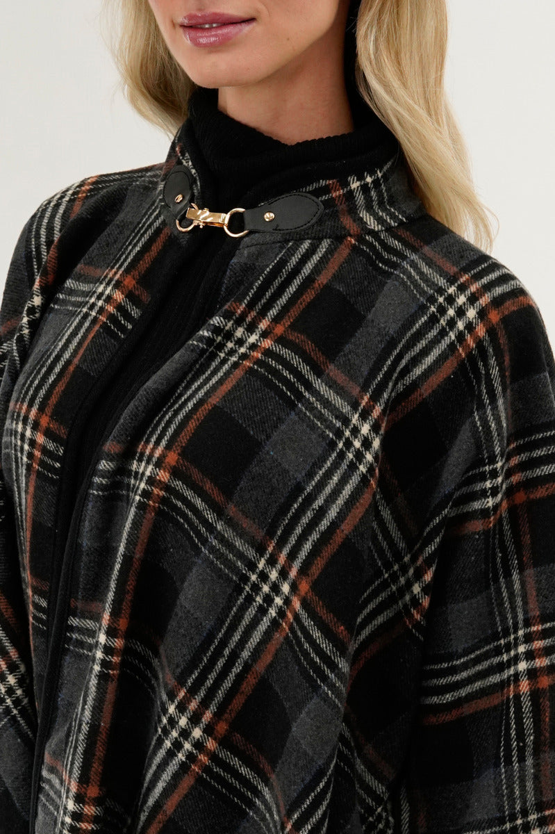 Canada Weather Gear Plaid Poncho - Black - Womens Ponchos - Canada Weather Gear