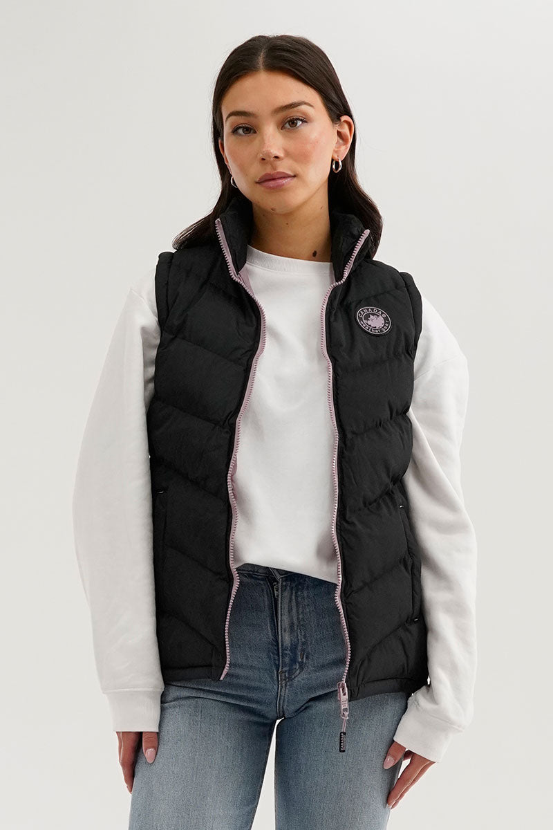 Canada Weather Gear Chevron Puffer Vest - Black - Womens Vests - Canada Weather Gear