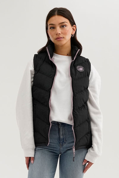 Canada Weather Gear Chevron Puffer Vest - Black - Womens Vests - Canada Weather Gear