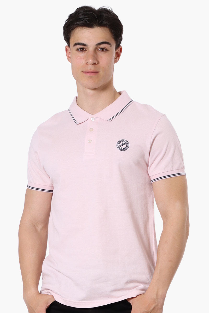 Canada Weather Gear Knit Striped Detail Polo Shirt - Blush - Mens Polo Shirts - Canada Weather Gear