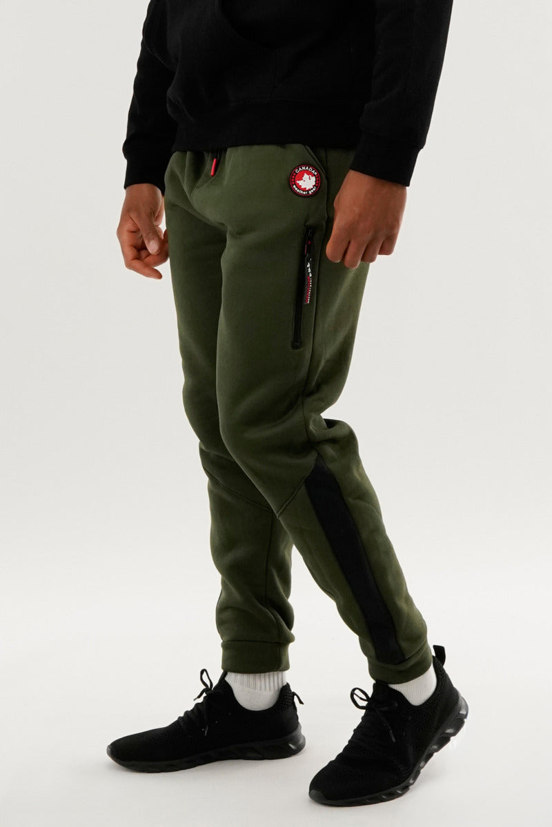 Canada Weather Gear Fleece Contrast Insert Jogger - Olive - Mens Joggers & Sweatpants - Canada Weather Gear