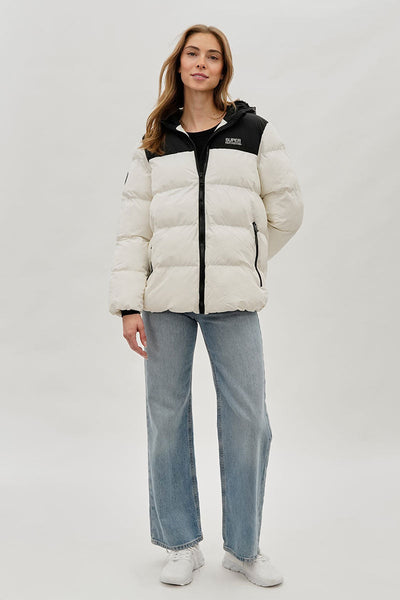 Super Triple Goose Colour Block Bomber Jacket - White