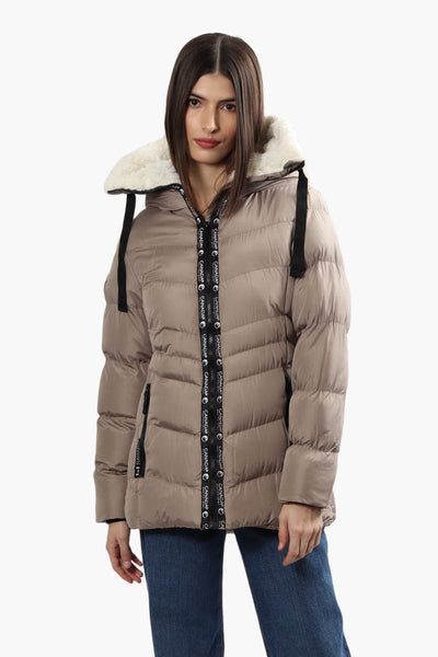 Canada Weather Gear Sherpa Lined Bomber Jacket - Taupe - Womens Bomber Jackets - Canada Weather Gear