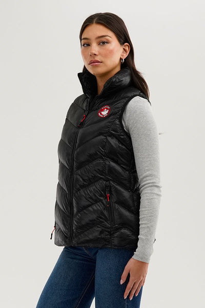 Canada Weather Gear Chevron Bubble Vest - Black - Womens Vests - Canada Weather Gear