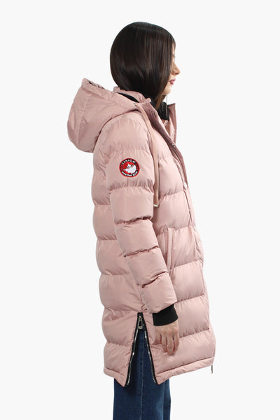Canada Weather Gear Side Zip Puffer Parka Jacket - Pink - Womens Parka Jackets - Canada Weather Gear