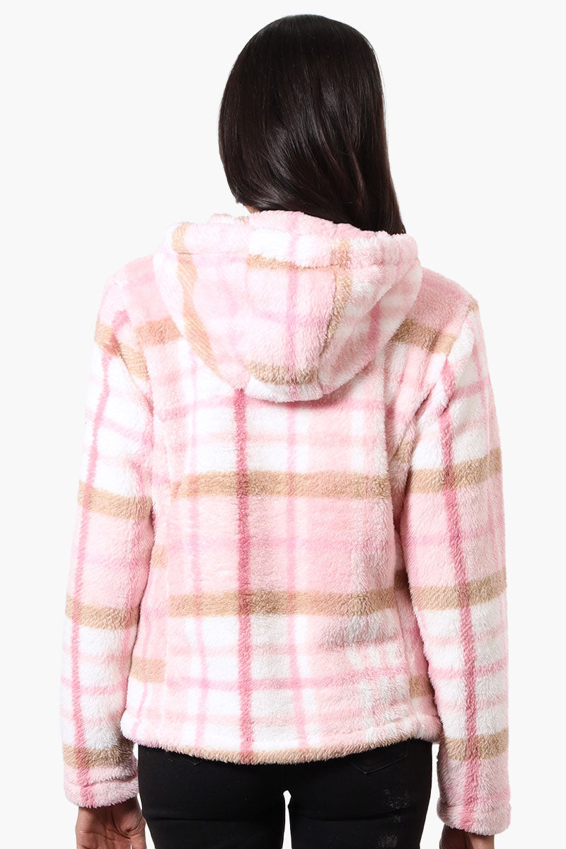 Canada Weather Gear Plush Plaid Hooded Lightweight Jacket - Pink - Womens Lightweight Jackets - Canada Weather Gear