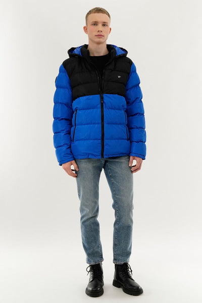 Super Triple Goose Colour Block Puffer Bomber Jacket - Navy - Mens Bomber Jackets - Canada Weather Gear