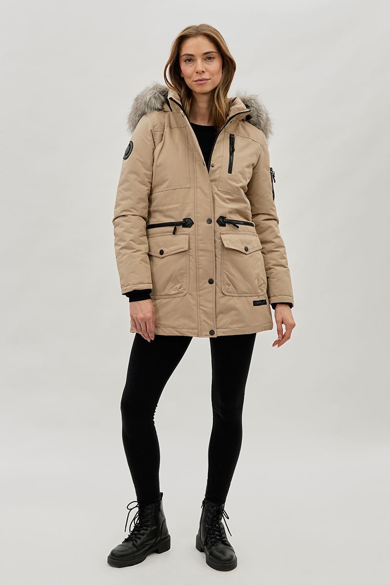 Canada Weather Gear Faux Fur Lined Parka Jacket - Beige