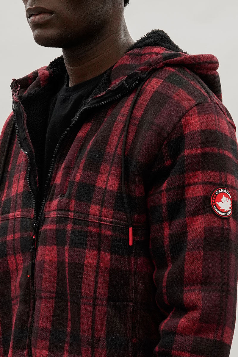 Canada Weather Gear Hooded Sherpa Lined Lightweight Jacket - Red
