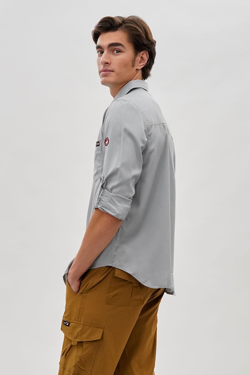 Canada Weather Gear Utility Ripstop Casual Shirt - Grey - Mens Casual Shirts - Canada Weather Gear