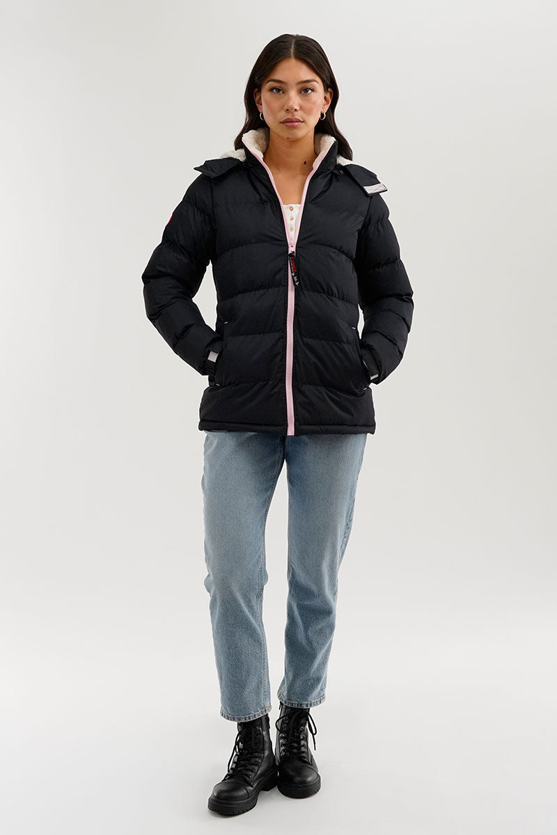 Canada Weather Gear Sherpa Lined Collar Bomber Jacket - Navy - Womens Bomber Jackets - Canada Weather Gear