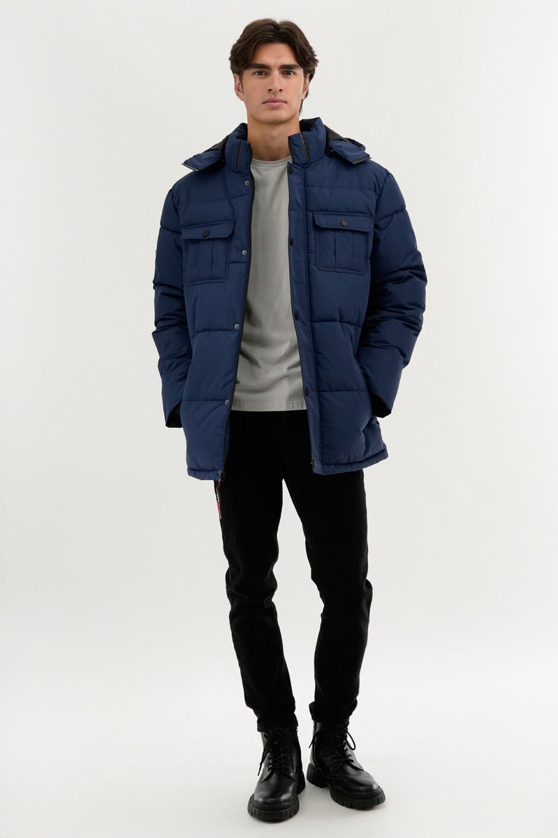 Canada Weather Gear Quilted Puffer Parka Jacket - Navy - Mens Parka Jackets - Canada Weather Gear
