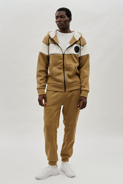Super Triple Goose Colour Block Zip Up Hoodie - Beige